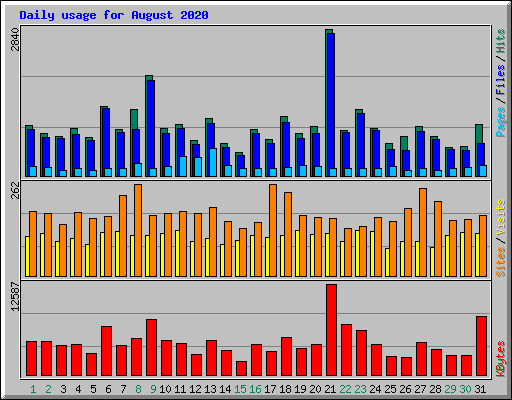 Daily usage for August 2020