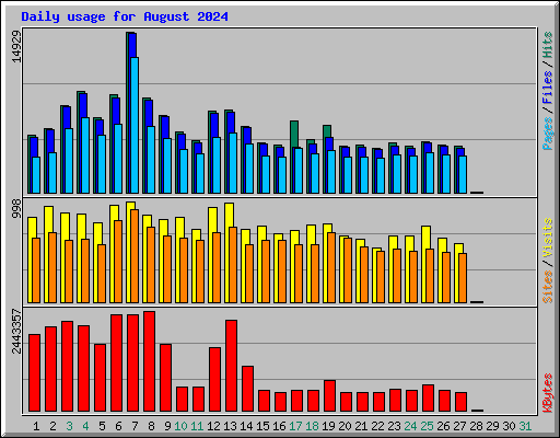 Daily usage for August 2024