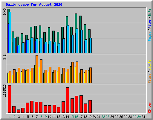 Daily usage for August 2026